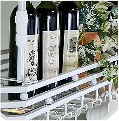 Ceiling Wine Rack with Glass Holder - 80x35cm Wall-Mounted Storage