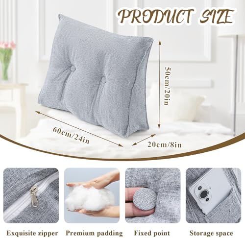 Wenqik Triangular Reading Pillow with Removable Cover Gray