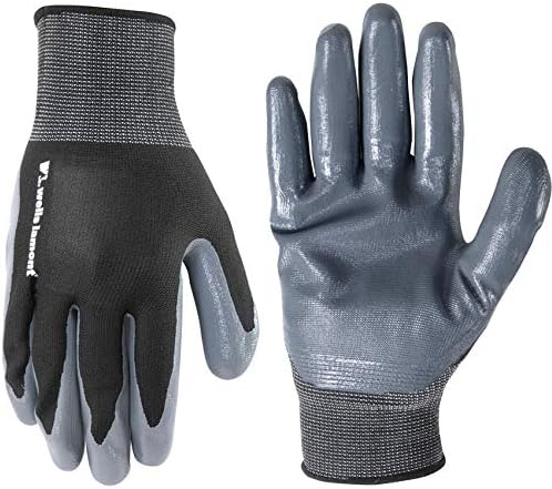 Wells Lamont Mens Nitrile Coated Work Gloves Large Black