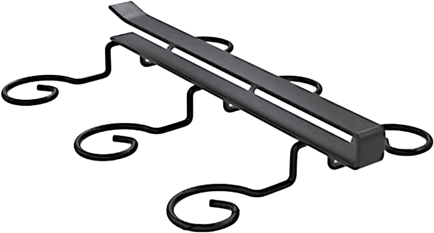 Wine Glass Holder Under Shelf Black Metal 6 Hooks