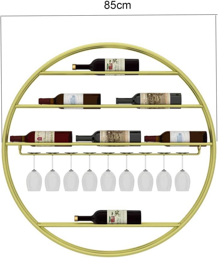 Wall Mounted Iron Wine Rack with Glass Holder