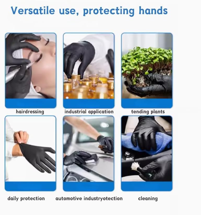 100 Pcs Nitrile Gloves Chemical Resistant Powder-Free