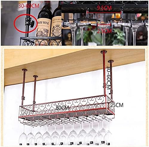 Ceiling Hanging Wine Rack with Glass Holder Shelf 120x25cm Brown
