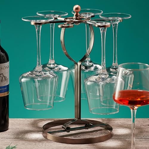 Elegant Gold Wine Glass Holder with 6 Hooks