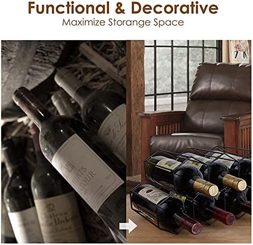 Fomanish 7 Bottle Holder - Modern Metal Wine Rack for Kitchen Wine Cellar