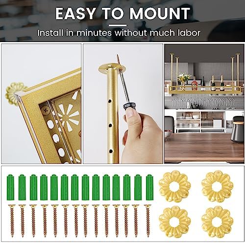 Adjustable Ceiling Wine Glass Rack for Bar and Kitchen