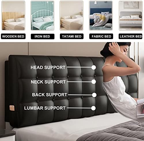 ZZYK Rectangle Bed Backboard Reading Pillow with Headboard Black