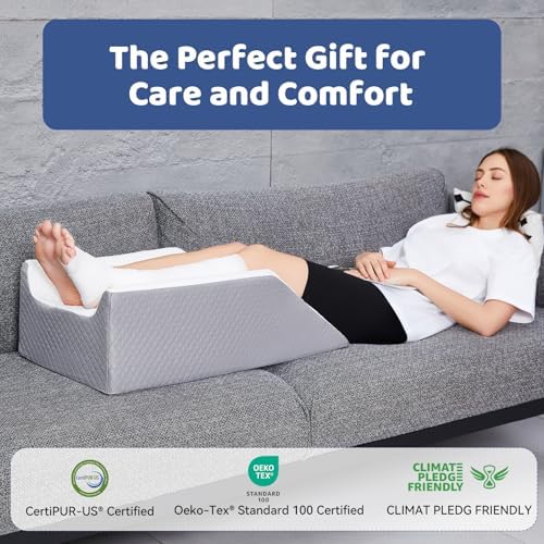 Leg Elevation Pillow with Memory Foam for Post Surgery Relief