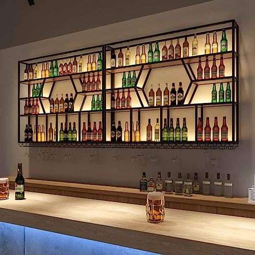 MaGiLL Wall Mounted LED Wine Rack with 4 Tiers