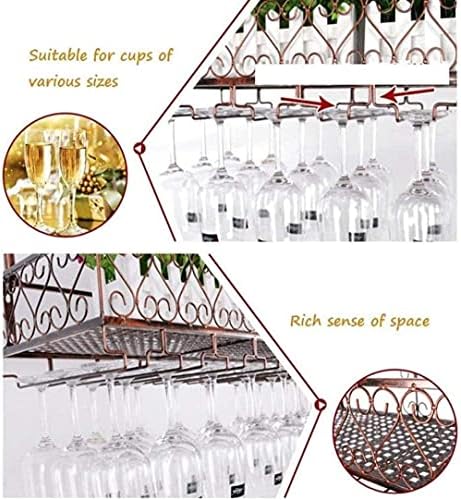 Adjustable Iron Wall-Mounted Wine Rack with Glass Holder