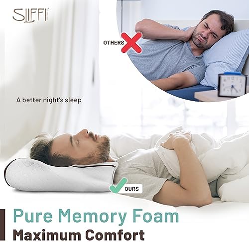 SLIFFI Cervical Memory Foam Pillow for Neck and Shoulder Pain
