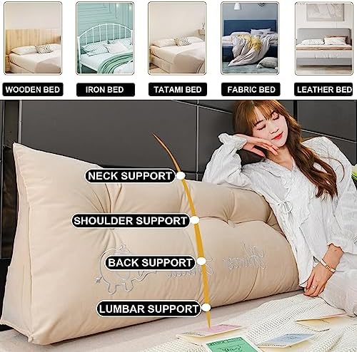 ZZYK Headboard Pillow Wedge Reading Pillow Fleece Backrest Support