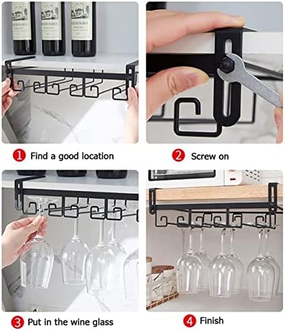 Adjustable Metal Wine Glass Rack for Cabinet and Kitchen