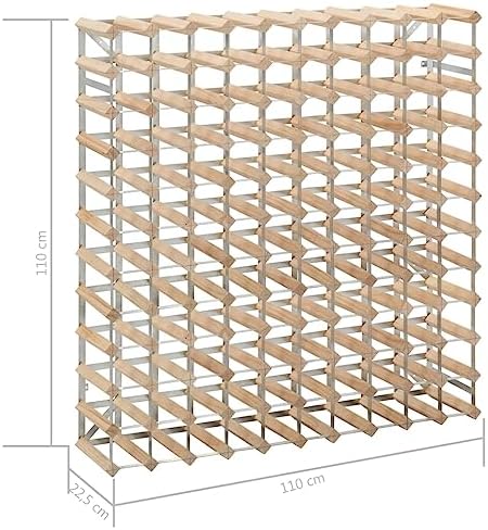 vidaXL Beige Pinewood Wine Rack - 120 Bottle Storage
