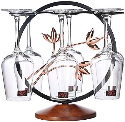 6 Hook Freestanding Wine Glass Rack with Wrought Iron Design
