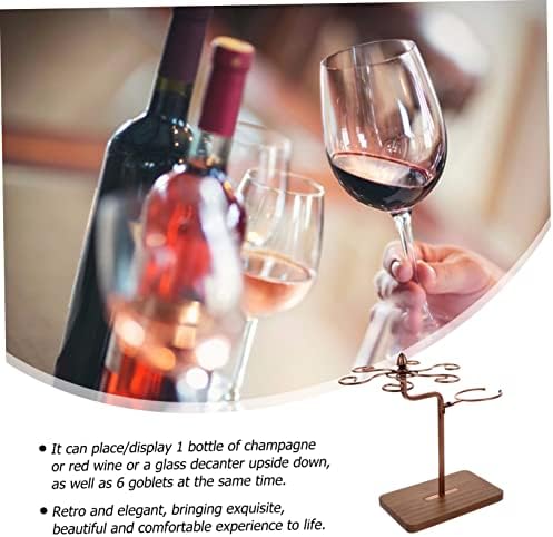 Ciieeo 1pc Iron Wood Wine Glass Holder
