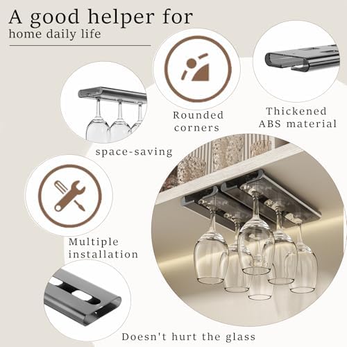 Wine Glass Holder 2 Pack No Drilling Cabinet Rack