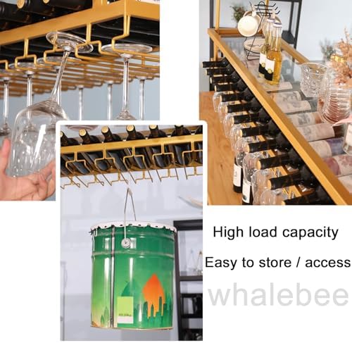 Whalebee Wine Glass Rack Ceiling Mount Gold Adjustable