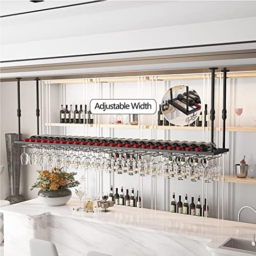 Suuim Metal Hanging Wine Glass Rack with Adjustable Ceiling Mount