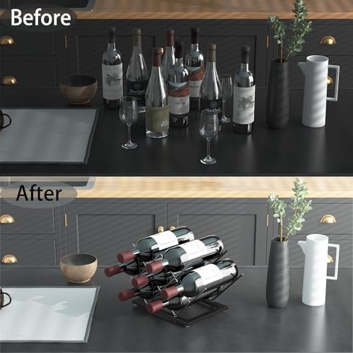 KOKSTOP Black Metal Wine Rack with 7 Bottles Capacity