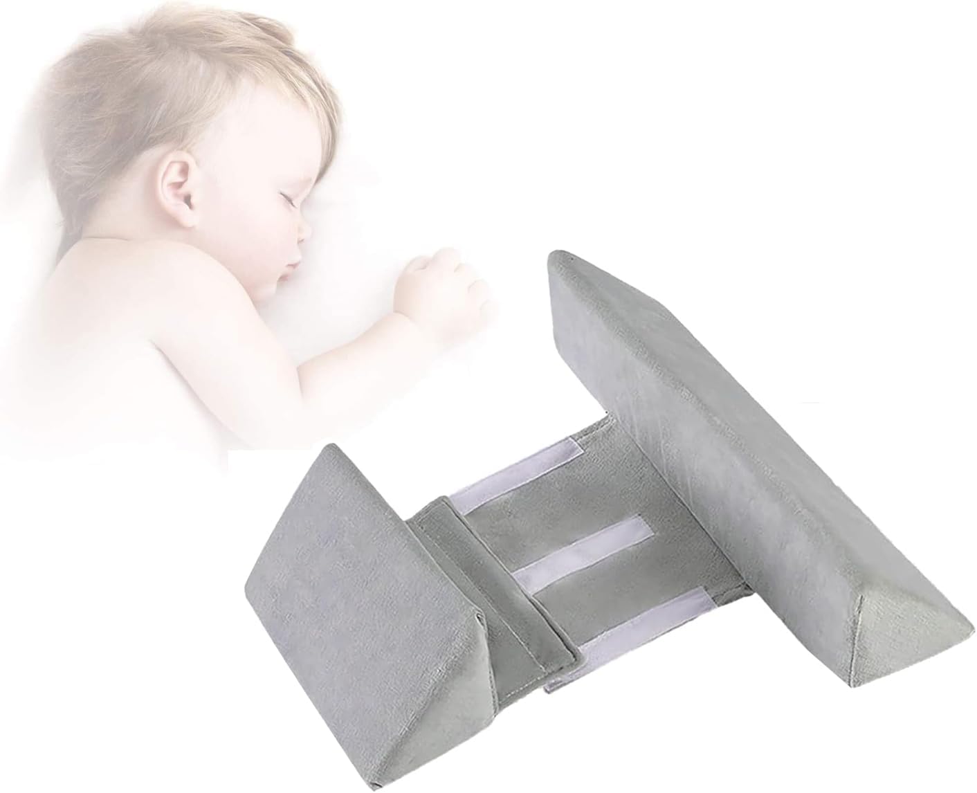 HIORYEAR Baby Side Sleeper Wedge Adjustable Pillow Set Gray