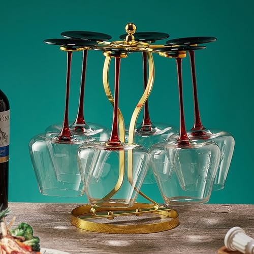 Elegant Gold Wine Glass Holder with 6 Hooks