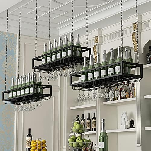 Suuim Ceiling Mount Wine Holder Hanging Glass Rack for Kitchen Bar