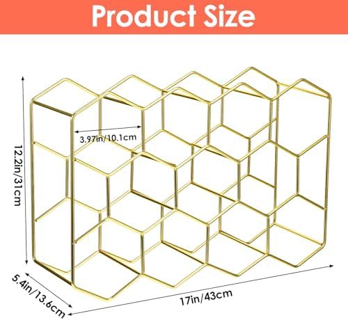 Pafeooui 14-Bottle Tabletop Wine Rack - Modern Gold Holder Stand