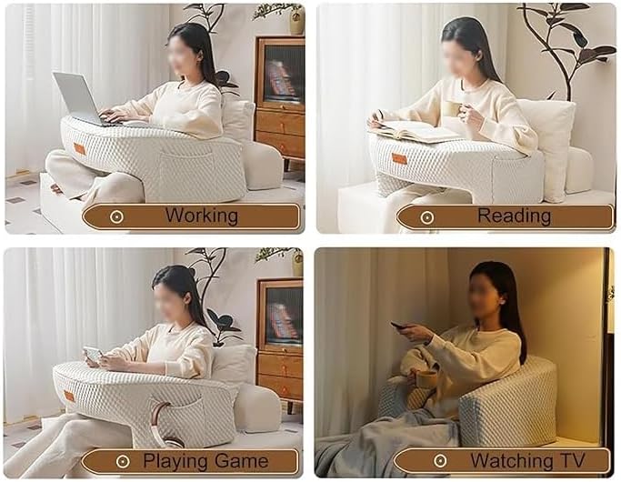 Lap Desk Pillow with Side Pockets and Memory Foam