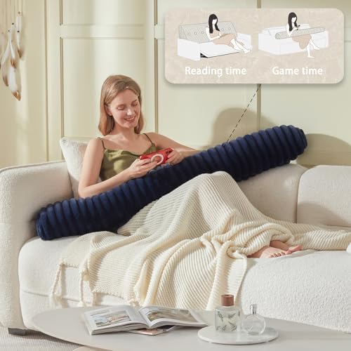 AmyWtb Headboard Pillow with Neck Roll Pillow Blue 39x8x20 Inches