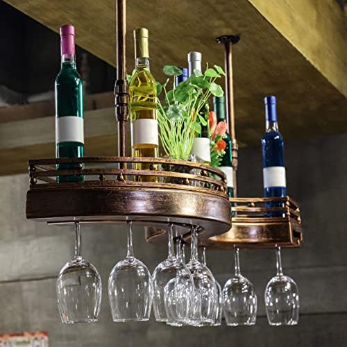 LUCEAE 2-Layer Hanging Wine Rack Wall-Mounted Space-Saving Iron Sturdy