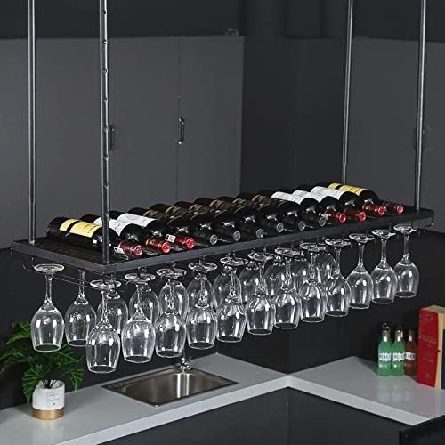 Adjustable Ceiling Hanging Wine Rack for Bars and Kitchens