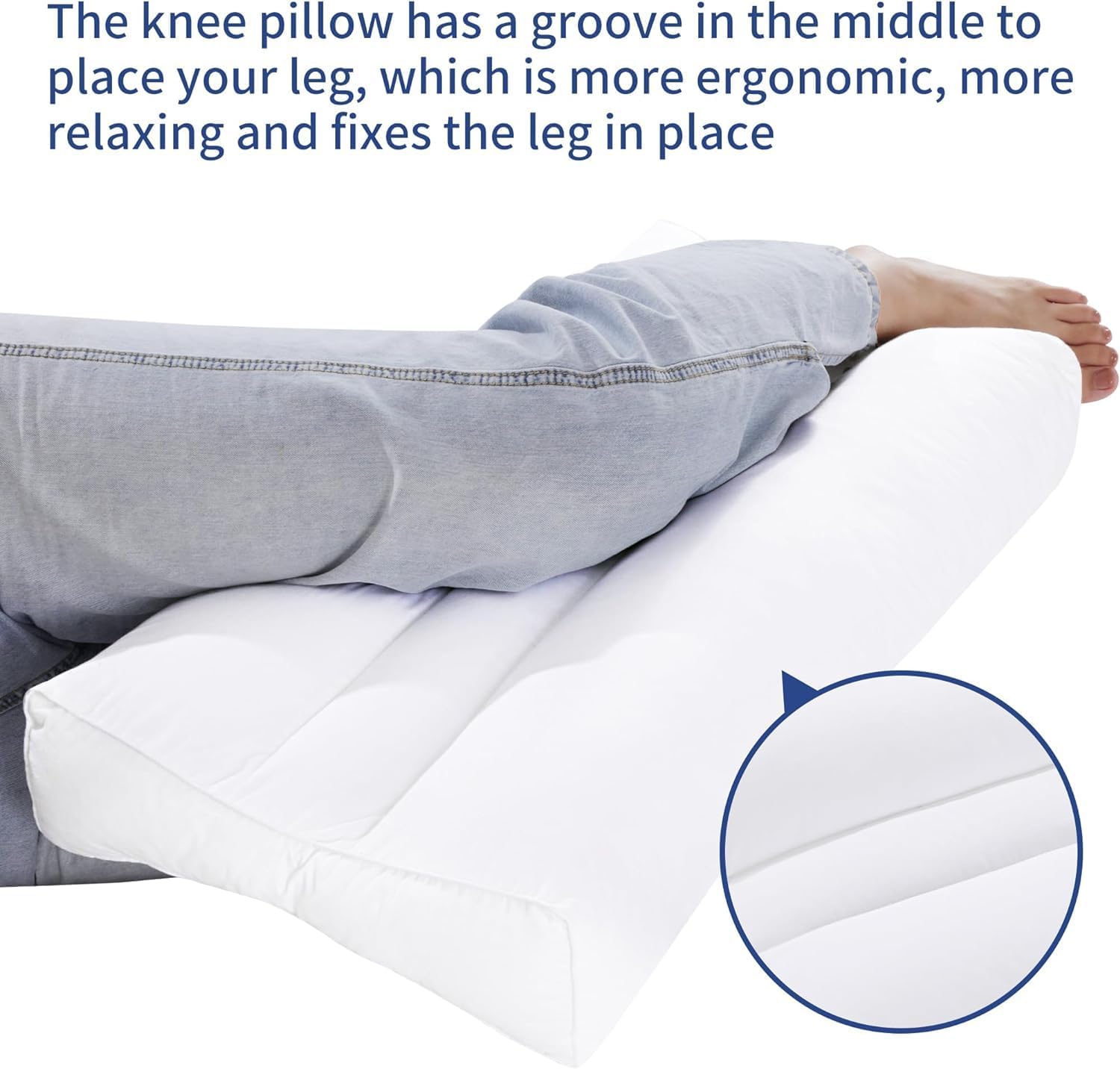 HOMBYS Knee Pillow for Side Sleepers with Groove 20x13x5