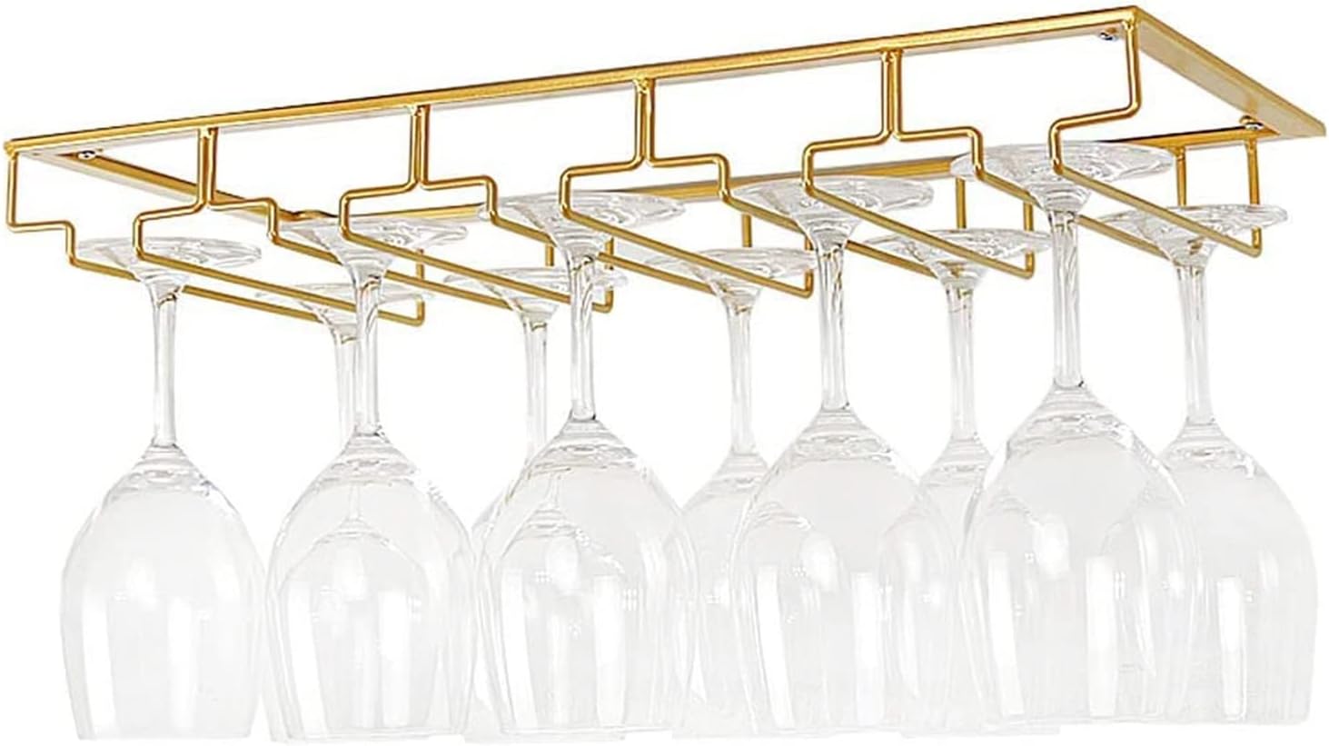 WORDFUN 5-Row Wine Glass Holder Gold Metal
