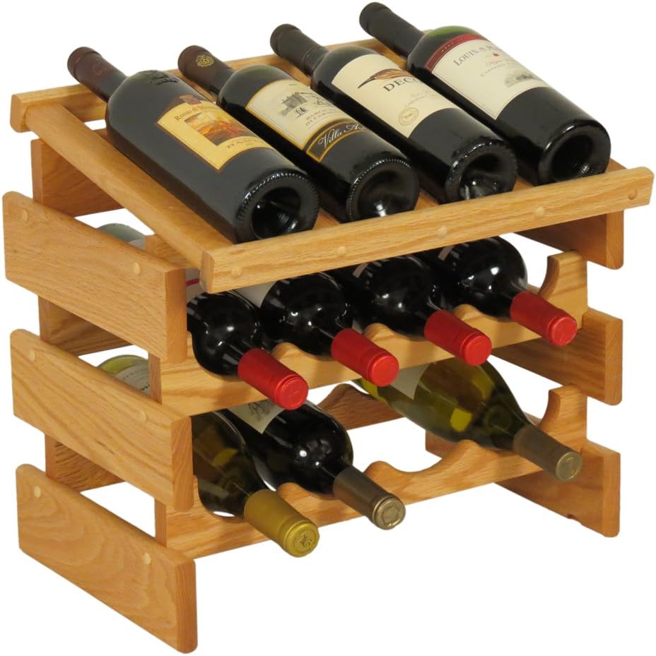 FixtureDisplays 12 Bottle Dakota Wine Rack with Display Top