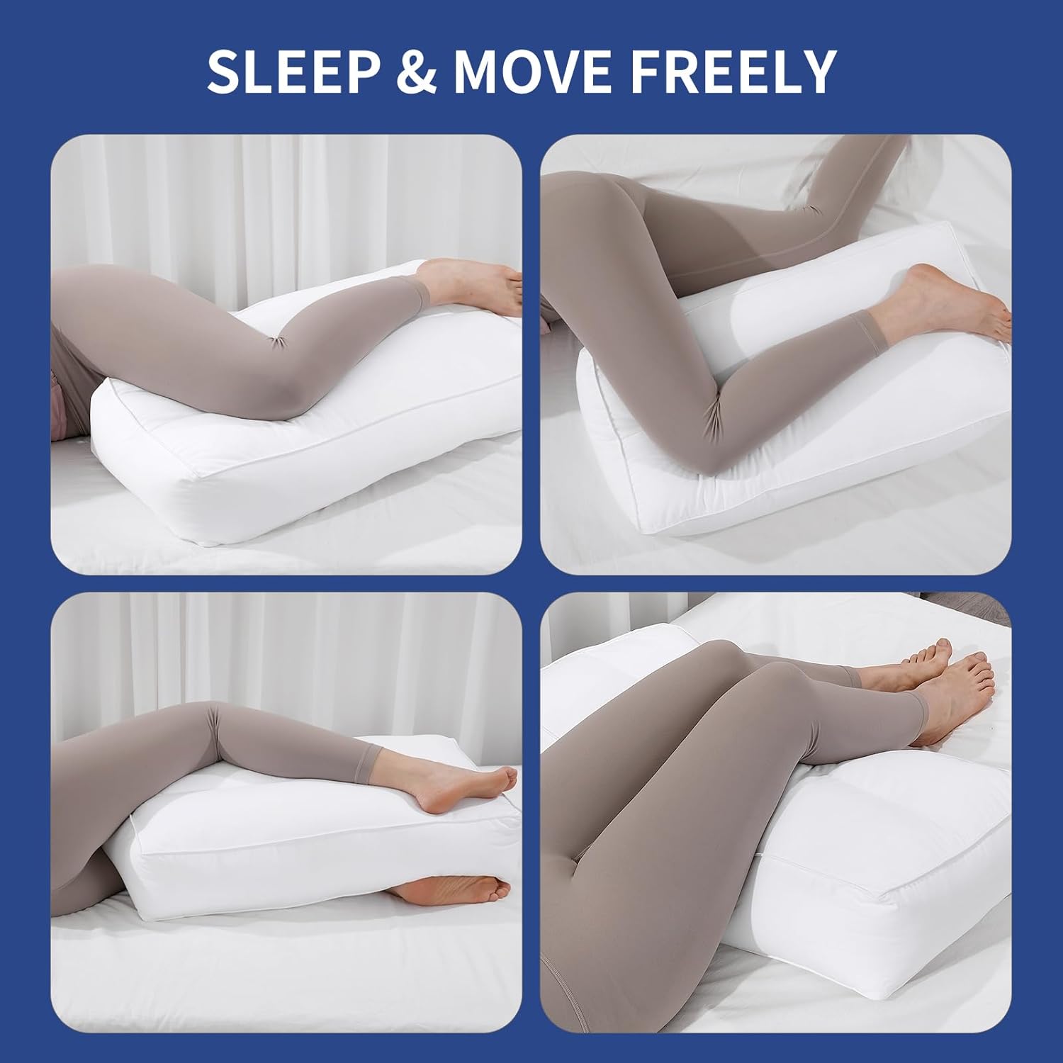 HOMBYS Knee Pillow for Side Sleepers 3 Inch White