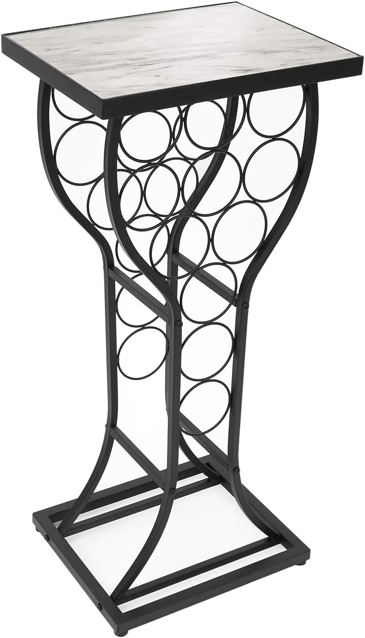 Sorbus Freestanding Wine Rack Console with White Marble Top