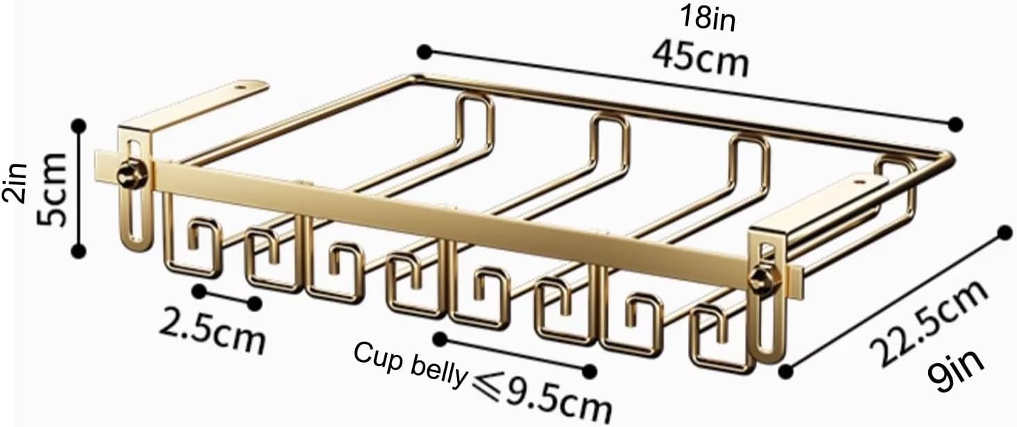 Wine Glass Wall Rack Organizer - Gold 1