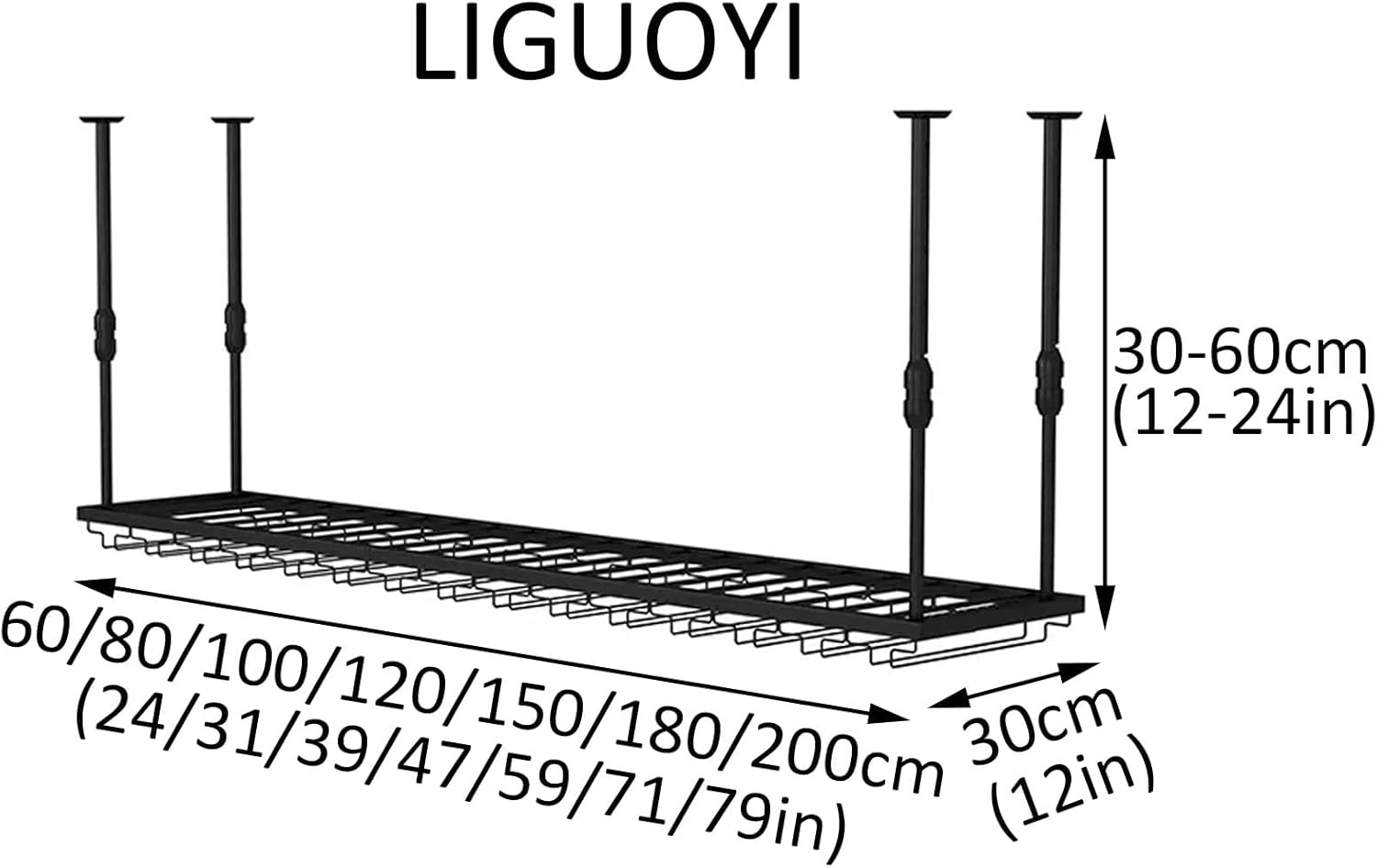 LIGUOYI Hanging Wine Glass Holder Adjustable Rack for Kitchen Bar
