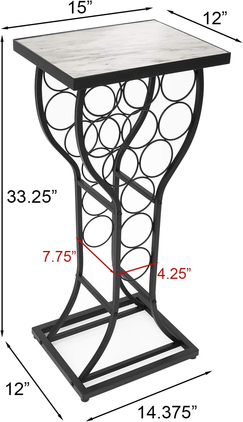Sorbus Freestanding Wine Rack Console with White Marble Top