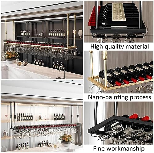 LIGUOYI Hanging Wine Glass Holder Adjustable Rack for Kitchen Bar