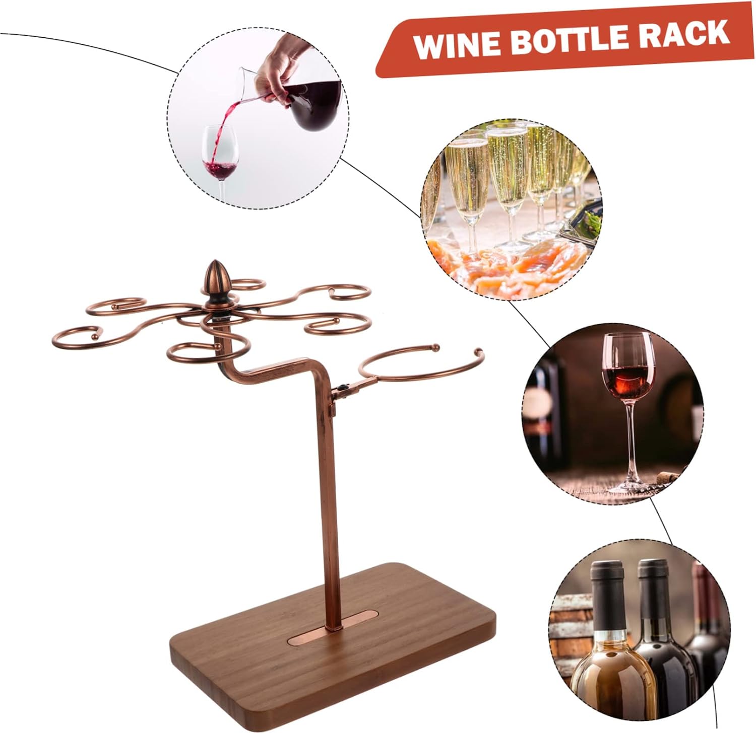 Ciieeo 1pc Iron Wood Wine Glass Holder