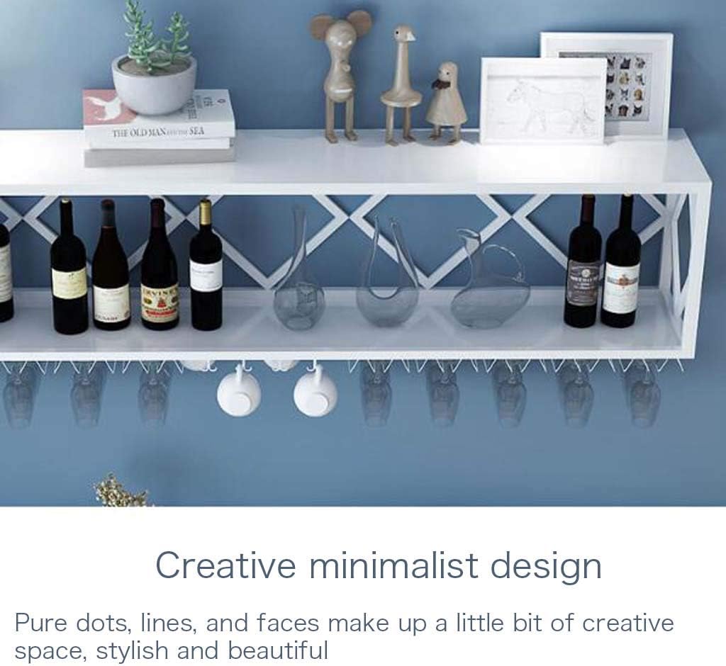 Wall-Mounted Wine Rack with Partitions and Bottle Holder
