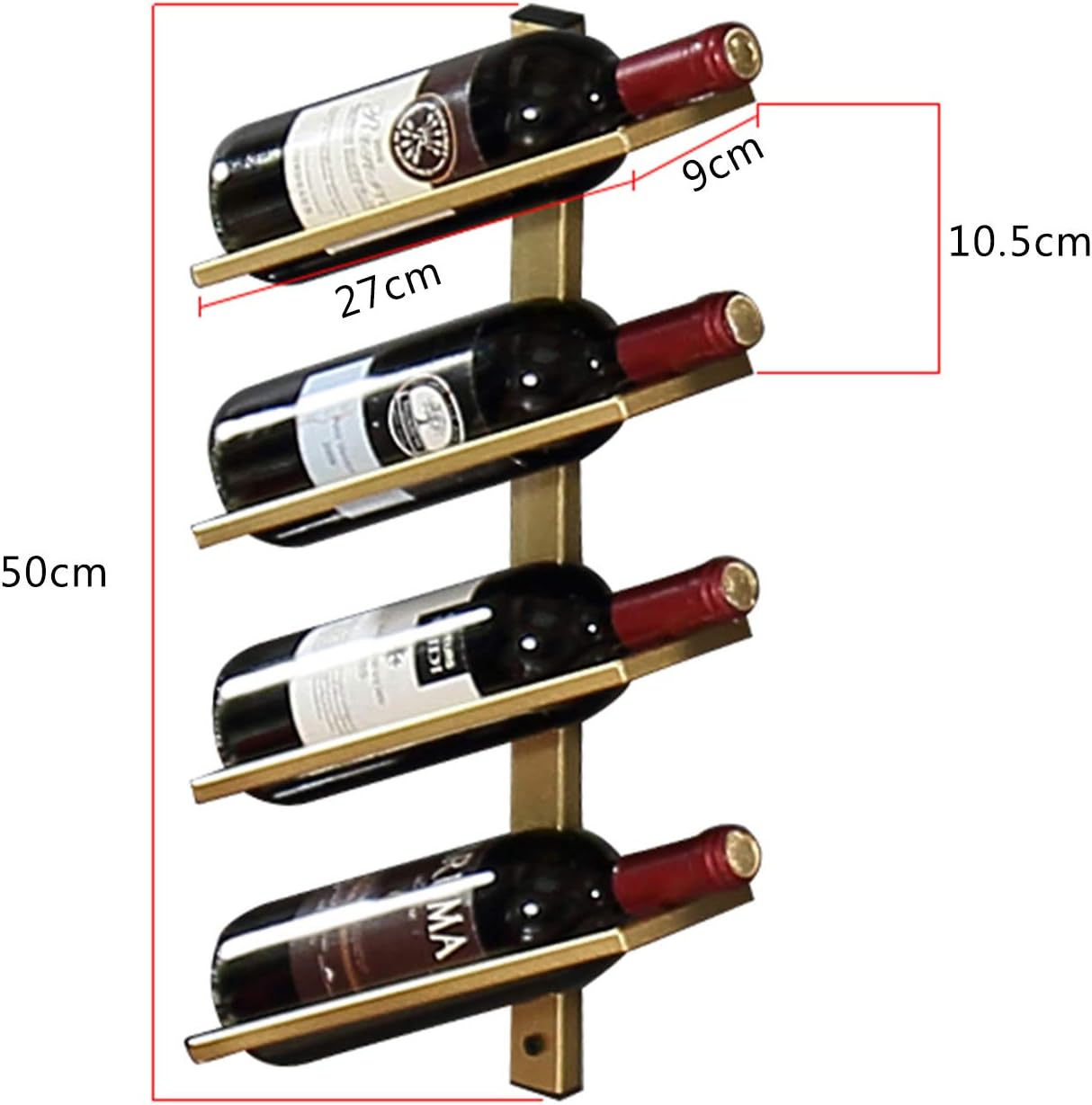 Wall-Mounted Wine Rack for 4 Bottles - Durable Iron Storage Shelf
