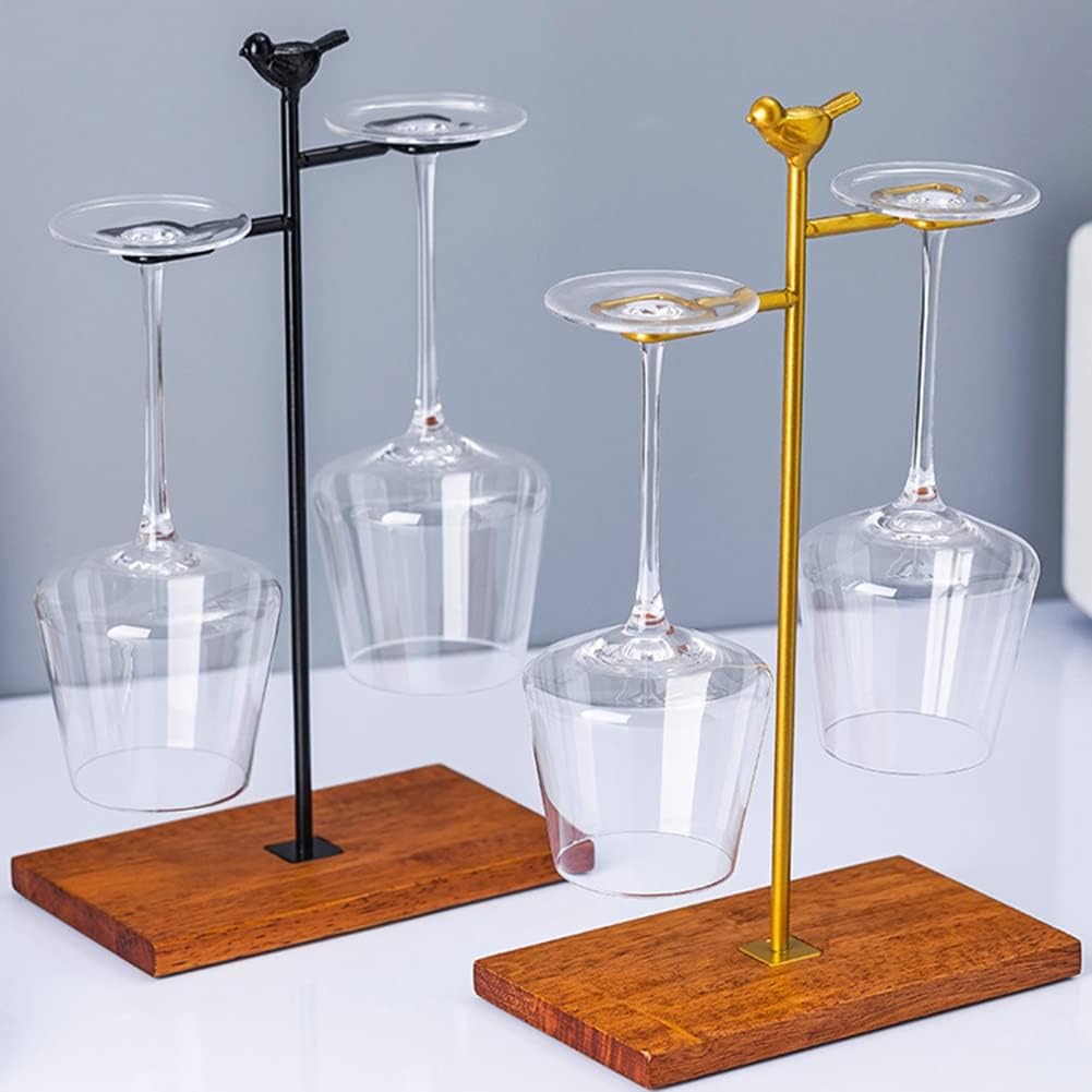 NWB Upside Down Wine Glass Rack - Gold Finish Holds 2 Glasses
