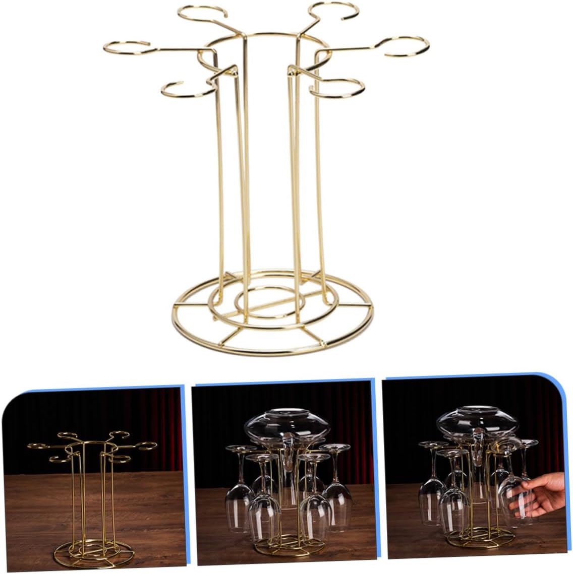 Cabilock Iron Wine Glass Holder Rack for Kitchen Bar