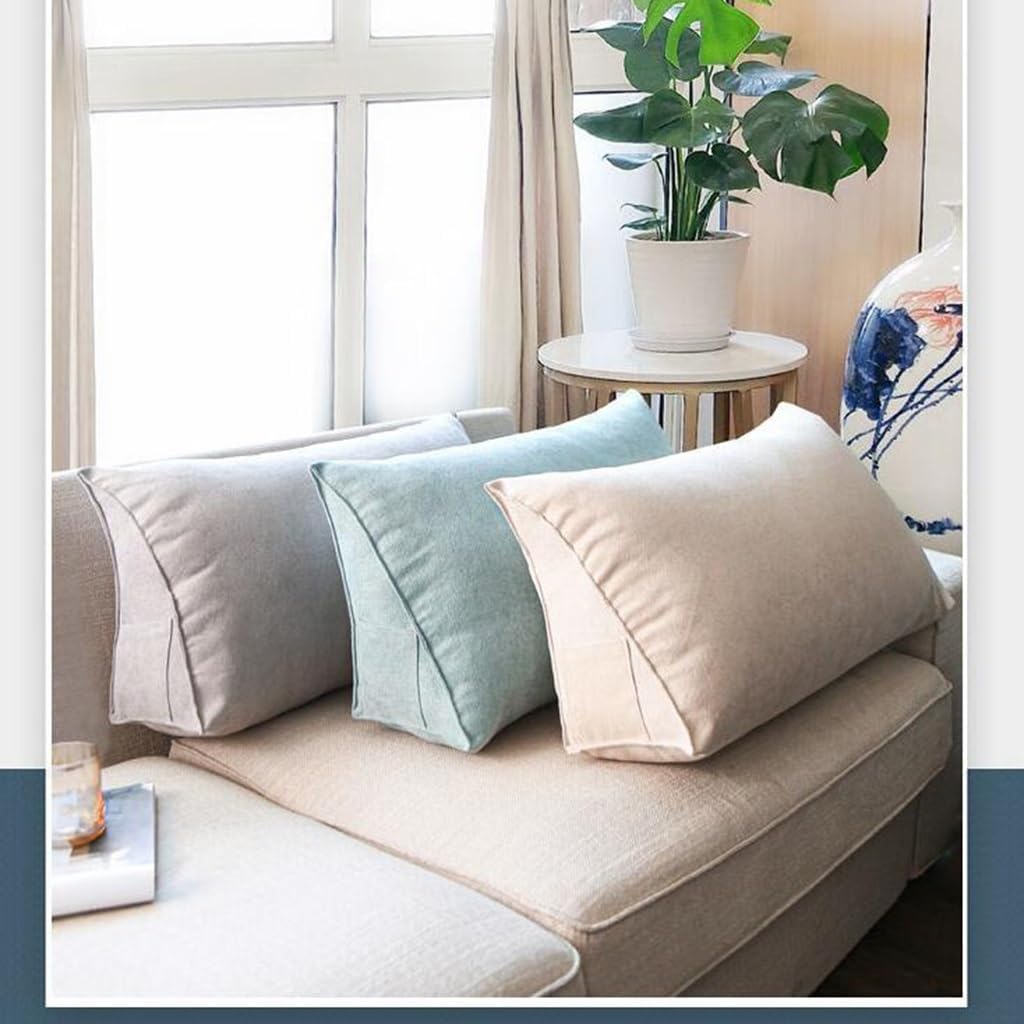 Triangle Wedge Bed Pillow with Zipper Removable and Washable Gray 100x35x20cm