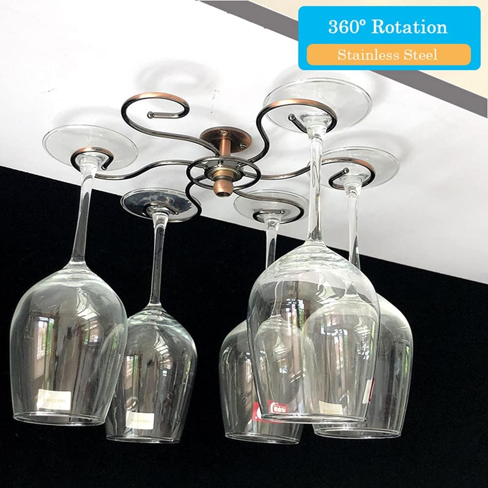 NWB Under Cabinet Wine Glass Rack with 360 Rotation