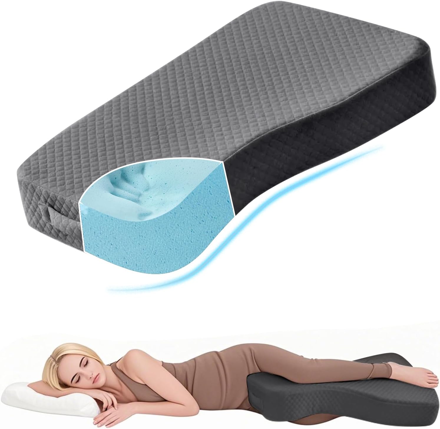 FOUXTEL Memory Foam Knee Pillow for Side Sleepers