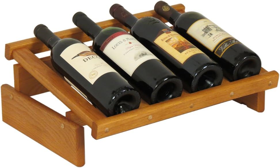 FixtureDisplays 4 Bottle Dakota Wine Rack - Medium Oak